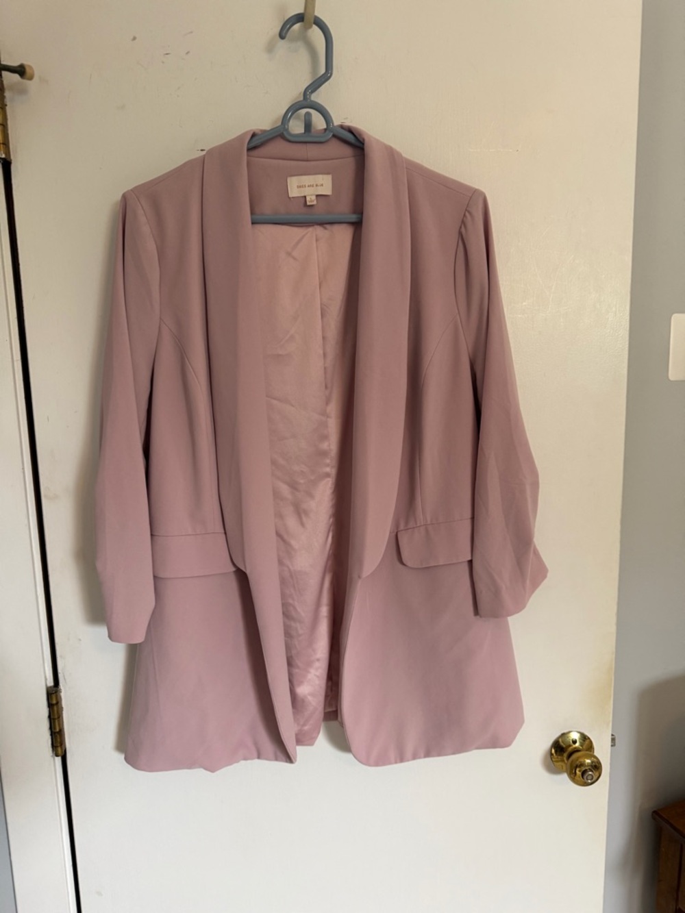 Skies are Blue Open-Front Blush Pink Women's Blazer Jacket | Large